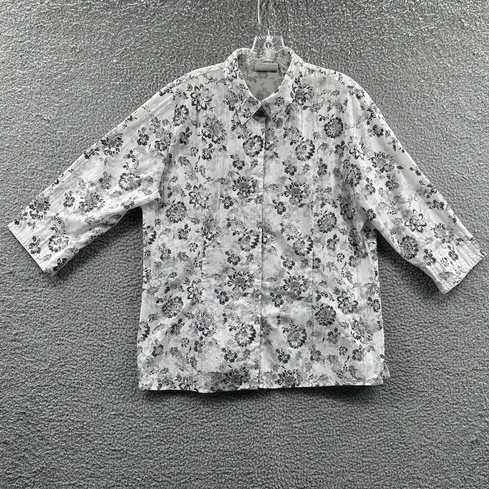 Womens Cottagecore Button Up Shirt M Floral Lightweight Romantic Garden Party